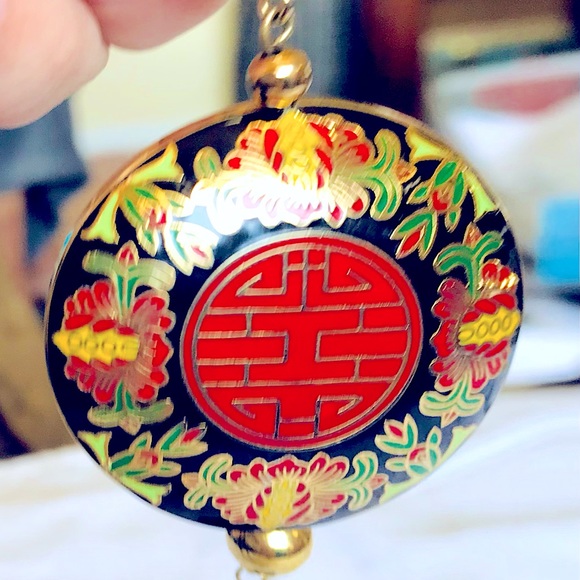 cloisonné Jewelry - Cloisonné necklace red and black